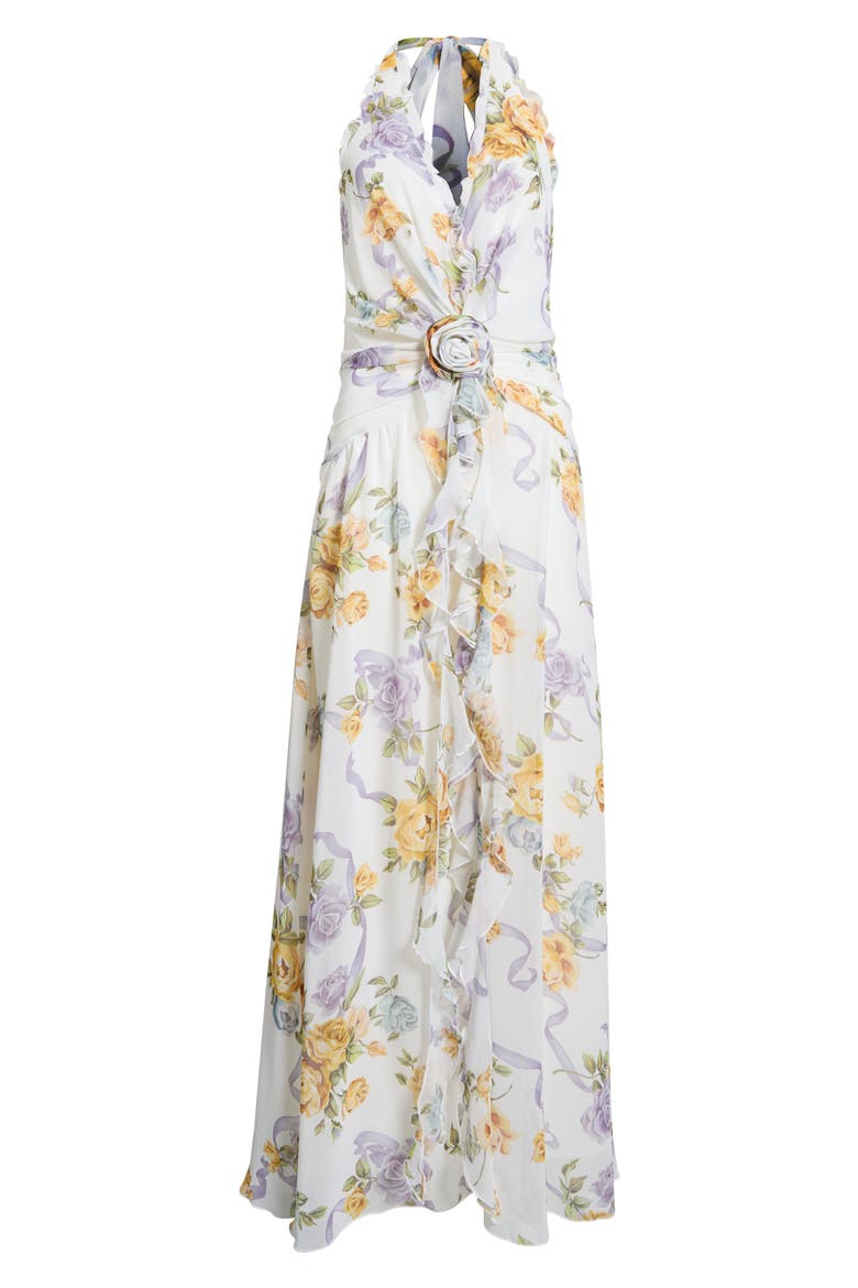 Floral Ruffle Maxi Dress, Main, color, EGRET