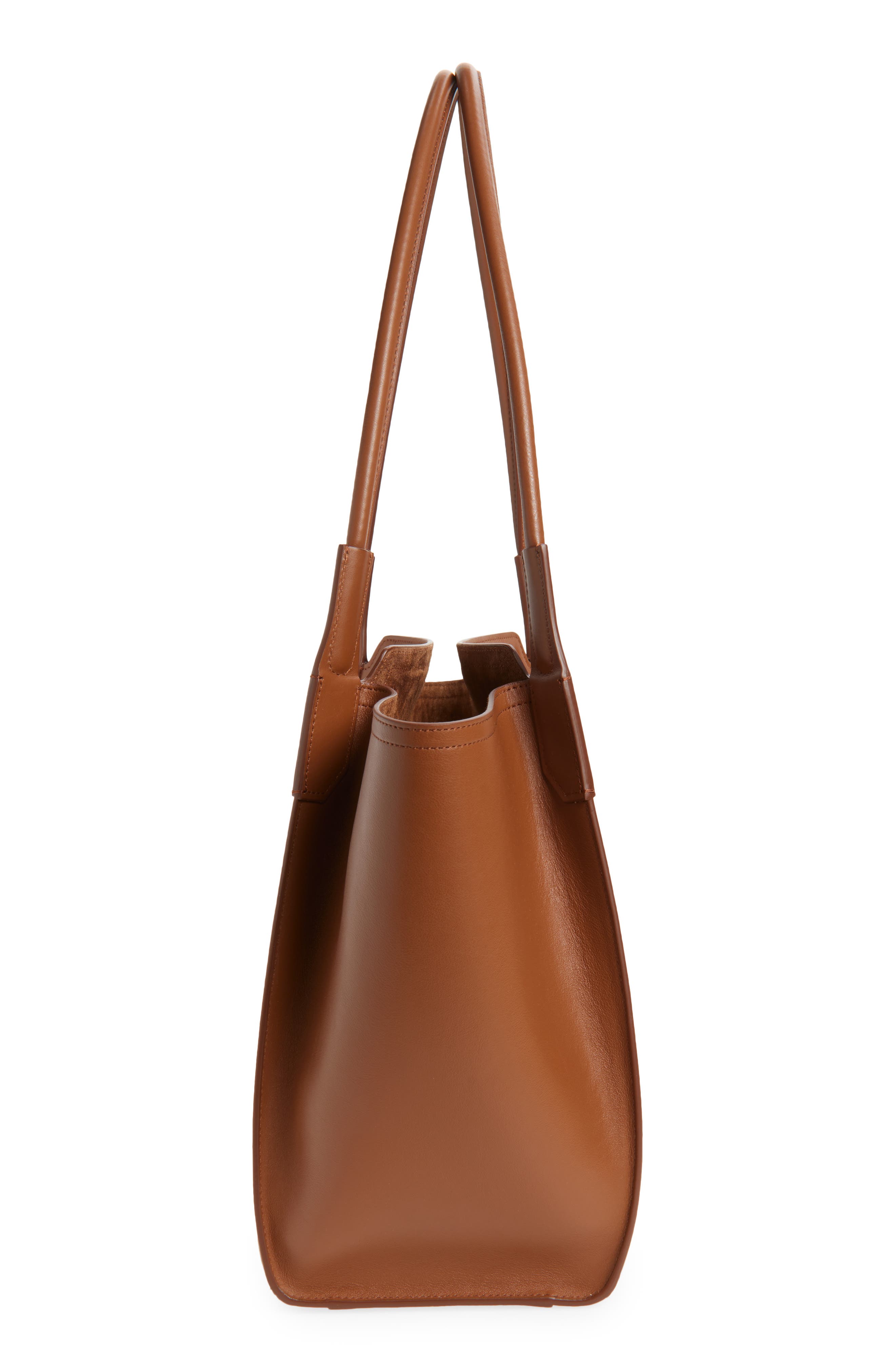 Victoria Beckham Small Victoria Leather Tote, Alternate, color, Dark Tan