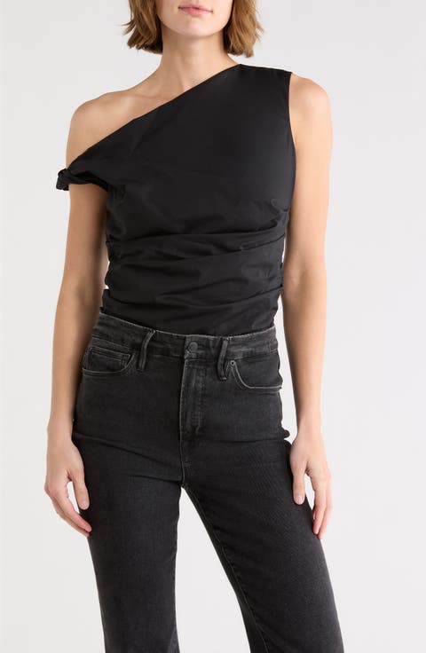 One-Shoulder Poplin Top (Regular & Plus)