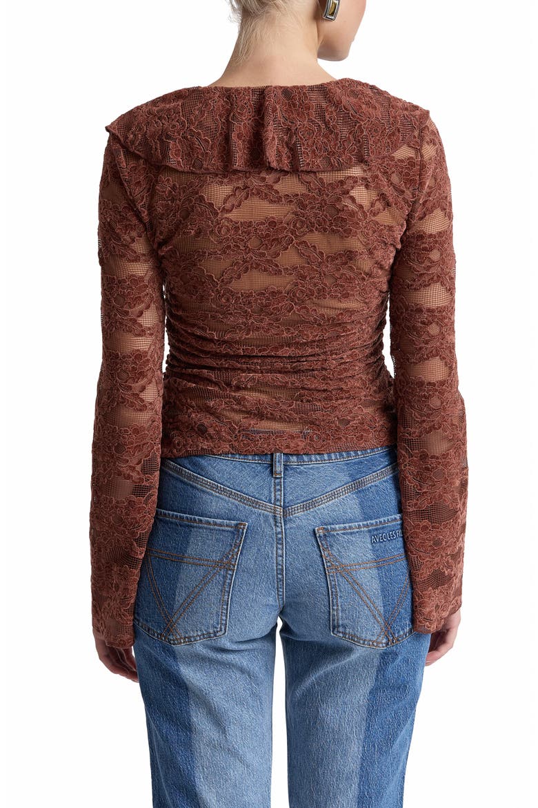 Ruffled Lace Top, Alternate, color, RUSSET