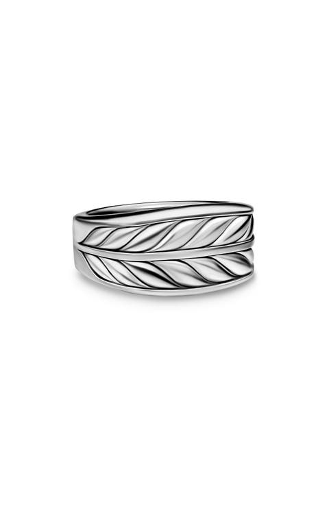 Chevron Three Sided Signet Ring, Sterling Silver, 12.5mm