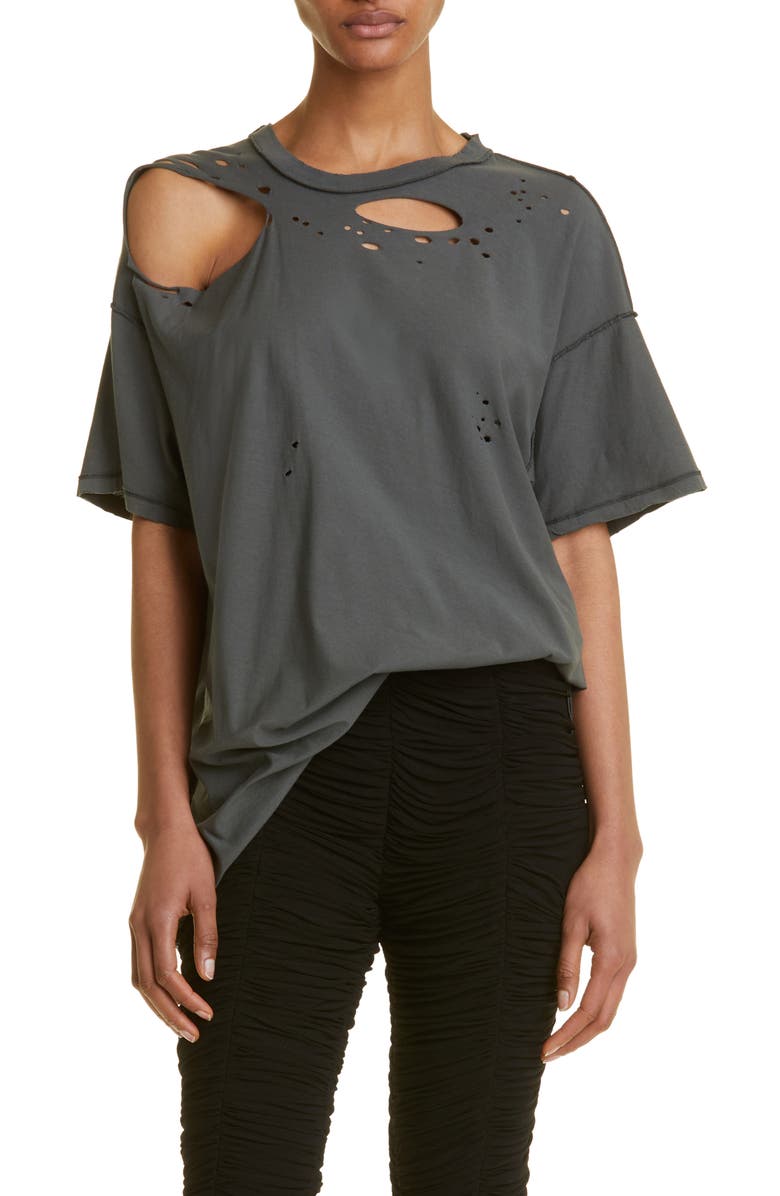 Interior Mandy Distressed Cotton T-Shirt, Main, color, 