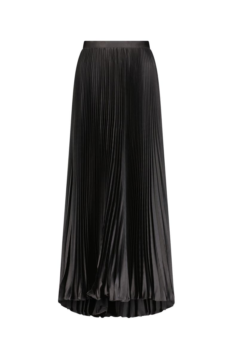 Mac Duggal Long Pleated Satin Evening Skirt, Alternate, color, Black