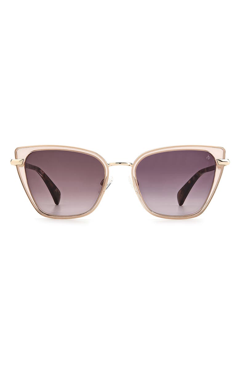 rag & bone 56mm Gradient Cat Eye Sunglasses, Main, color, Beige / Burgundy Shaded