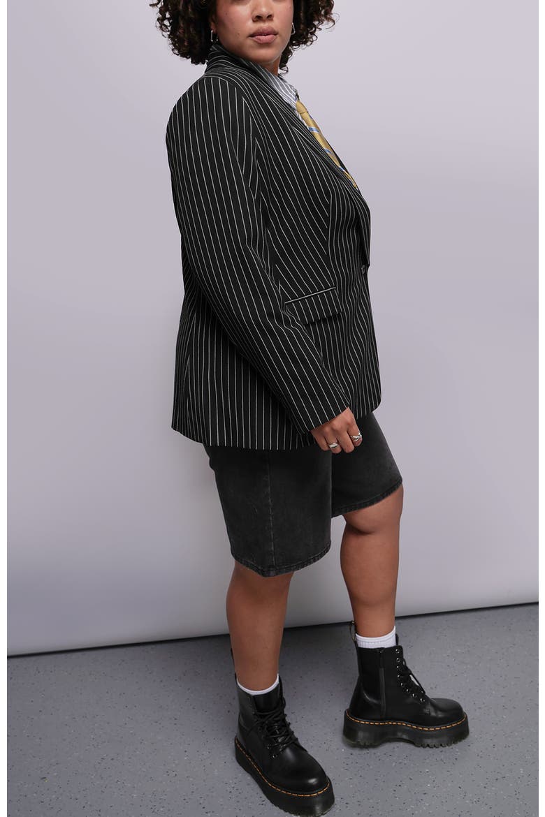 The Empower Pinstripe Tux Blazer, Alternate, color, BLACK/STONE