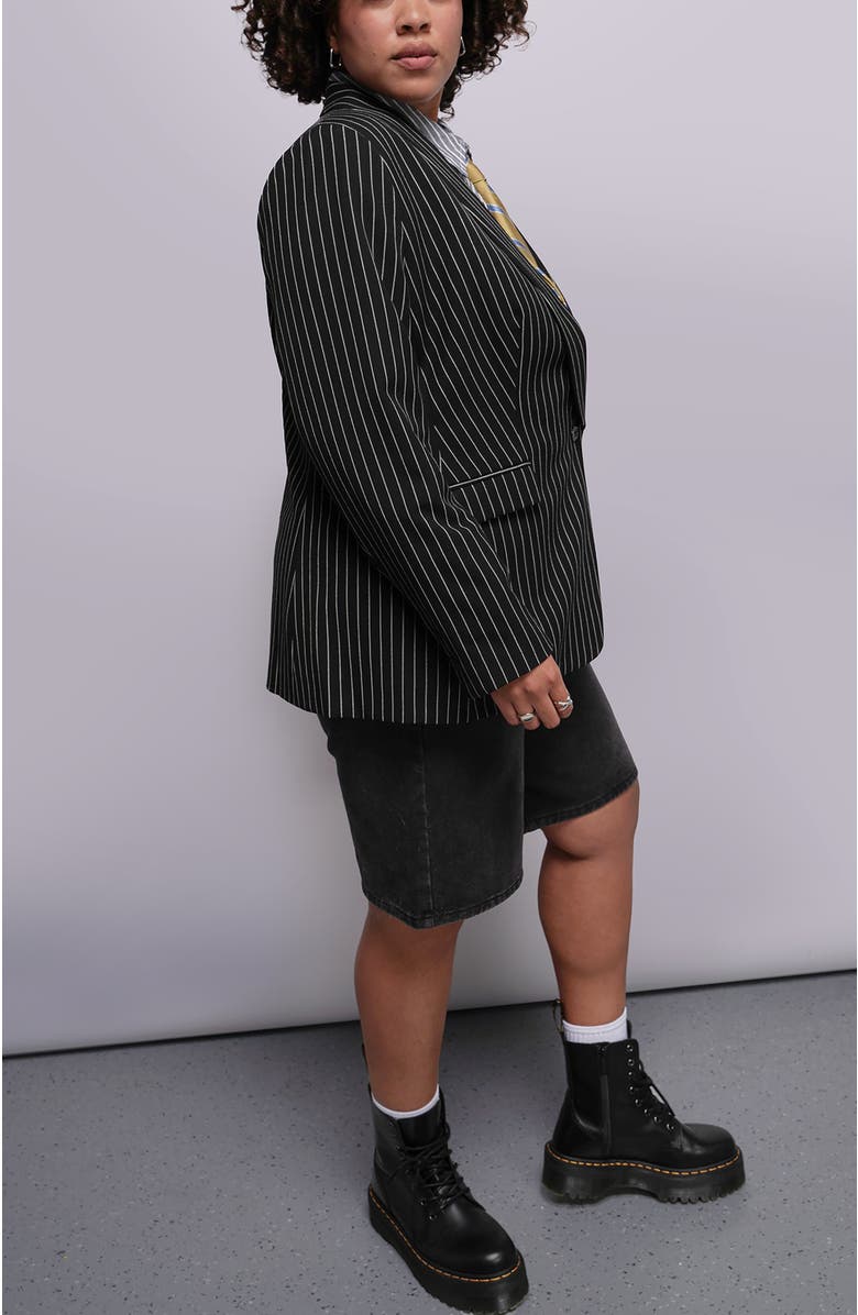 WILDFANG The Empower Pinstripe Tux Blazer, Alternate, color, Black/Stone