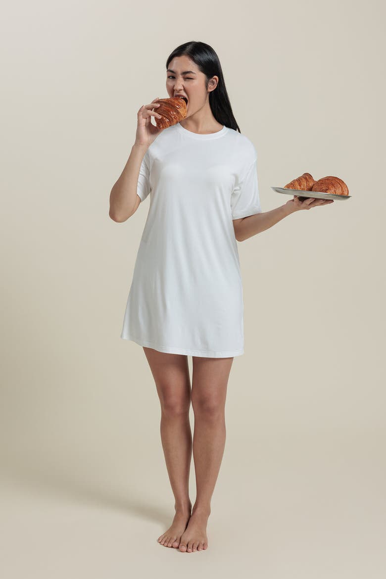 Natural Short Sleeve Tee Dress, Alternate, color, White