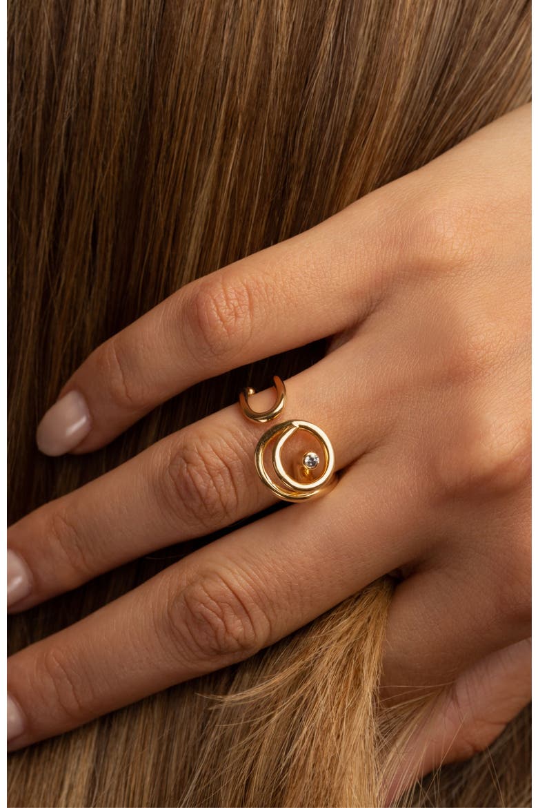 Coraline  zirconia ring, Alternate, color, GOLD PLATE