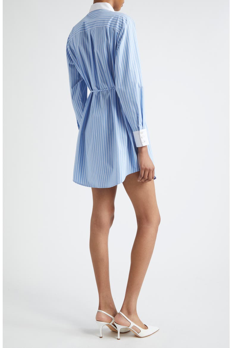 Debbie Metallic Floral Appliqué Long Sleeve Cotton Blend Shirtdress, Alternate, color, FRENCH BLUE/ WHITE