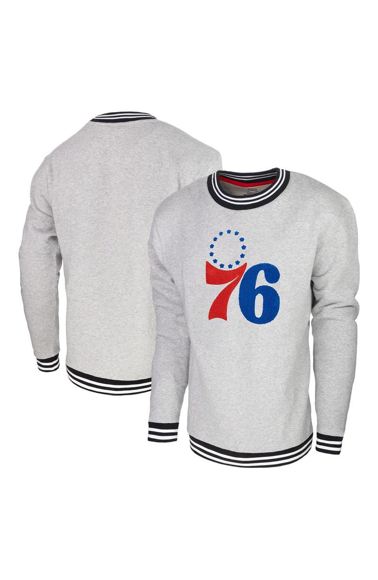 Stadium Essentials Men's Stadium Essentials Heather Gray Philadelphia 76ers Club Level Pullover Sweatshirt, Main, color, 
