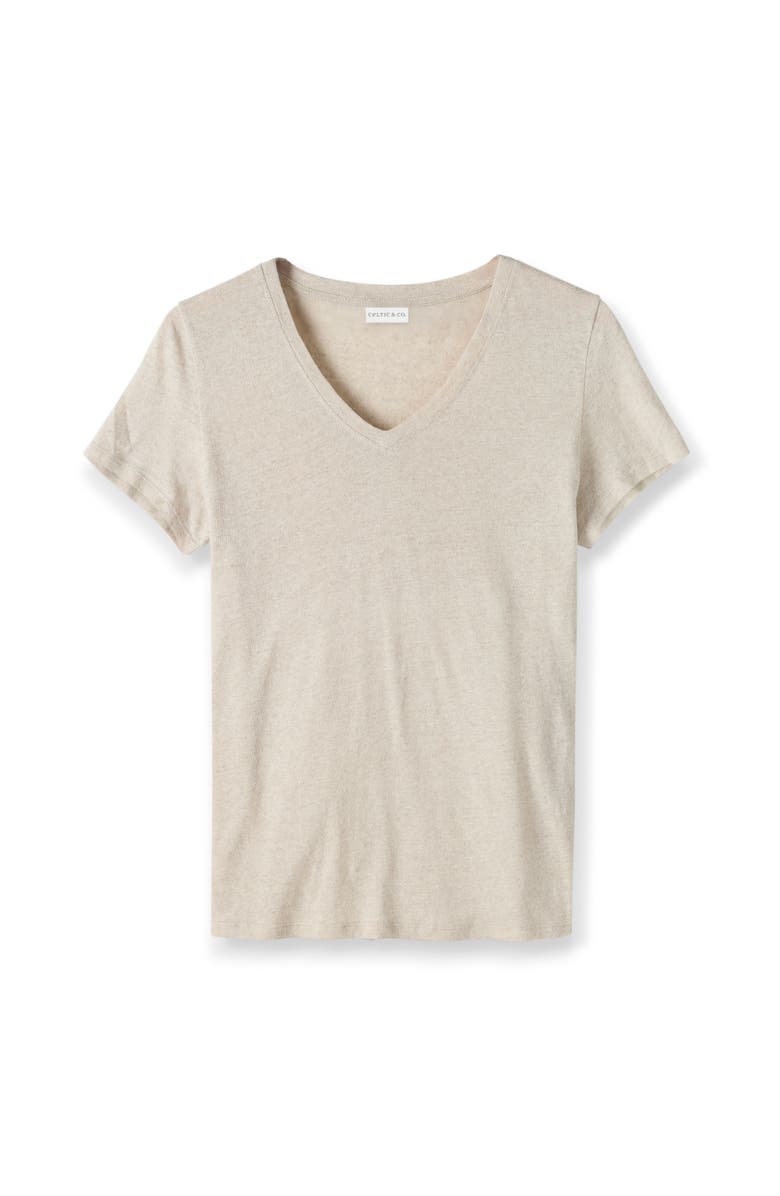 Celtic & Co. Relaxed V-Neck Linen Blend T-Shirt, Alternate, color, Undyed Ecru