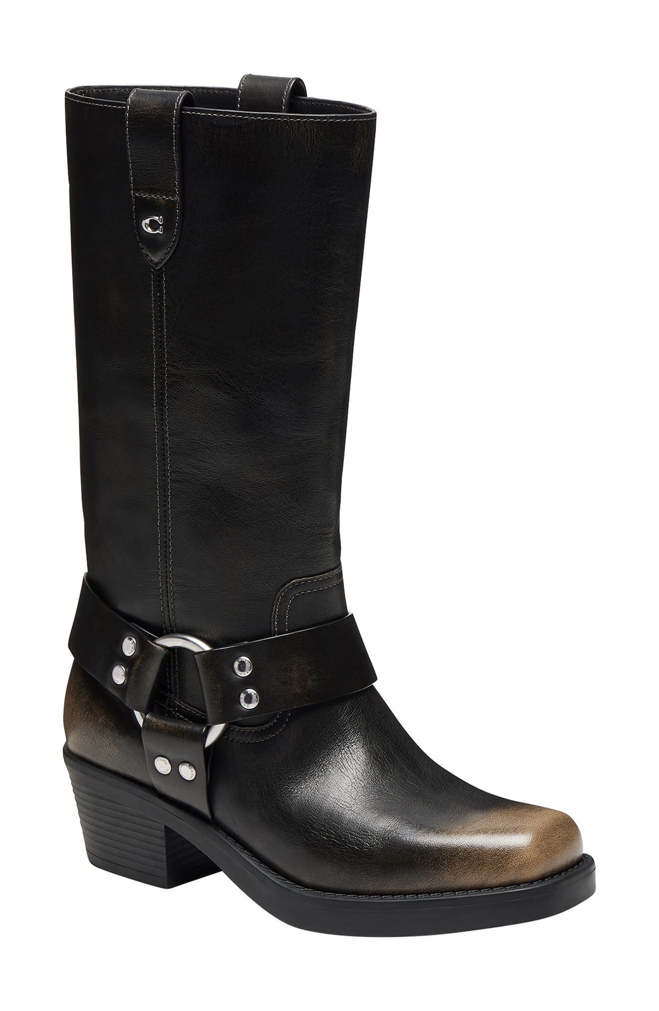 COACH Harness Square Toe Boot, Main, color, Black