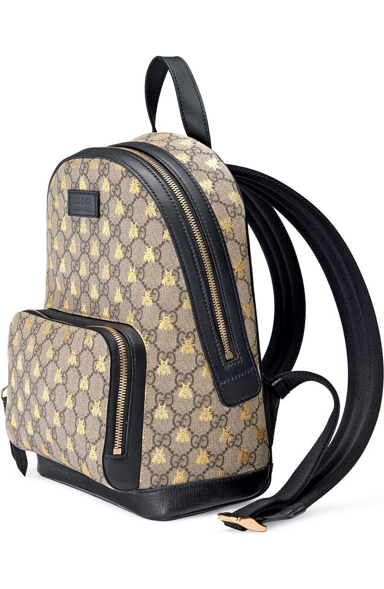 Gucci Bee GG Supreme Canvas Backpack, Alternate, color,