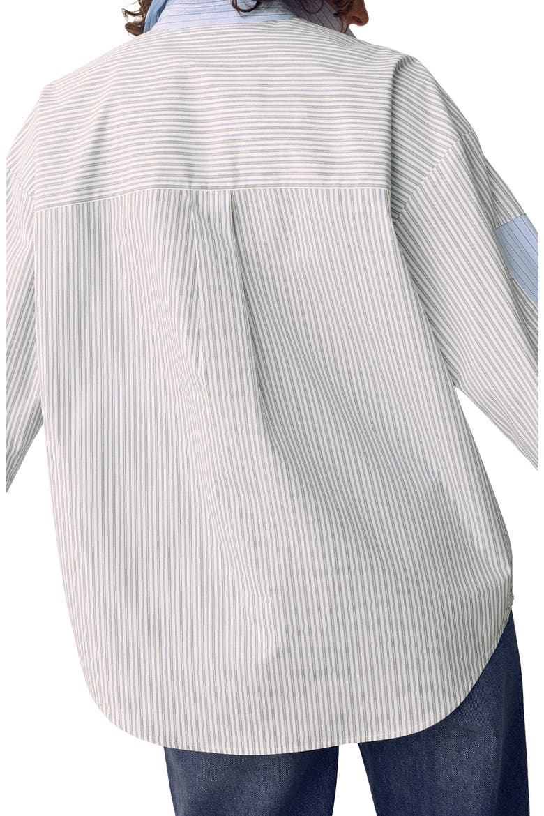 Stripe Oversized Button-up Shirt, Alternate, color, BLUE MIX