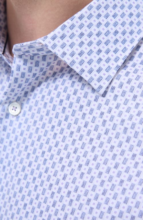 Bugatchi Miles Ooohcotton® Geo Print Short Sleeve Button-up Shirt In Lilac