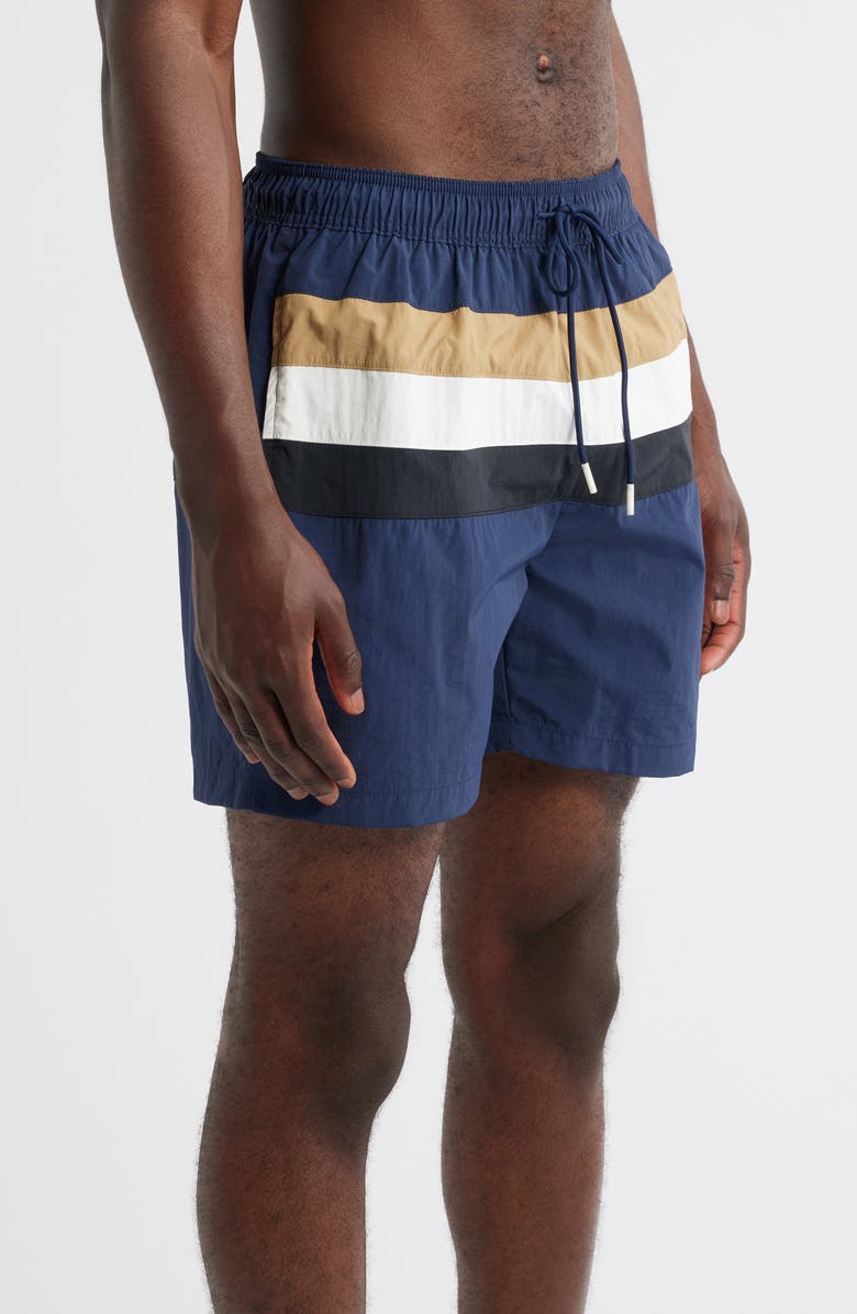 BOSS Louis Colorblock Swim Trunks, Alternate, color, Navy