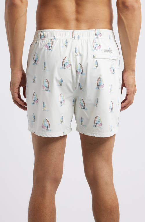 Fair Harbor The Bungalow Water Repellent Swim Trunks In White Windsurfer