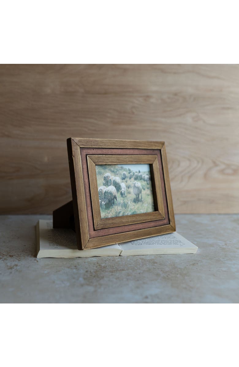 Foreside Home and Garden 4x6 Rust Picture Frame Natural Wood MDF Metal & Glass, Alternate, color, Brown