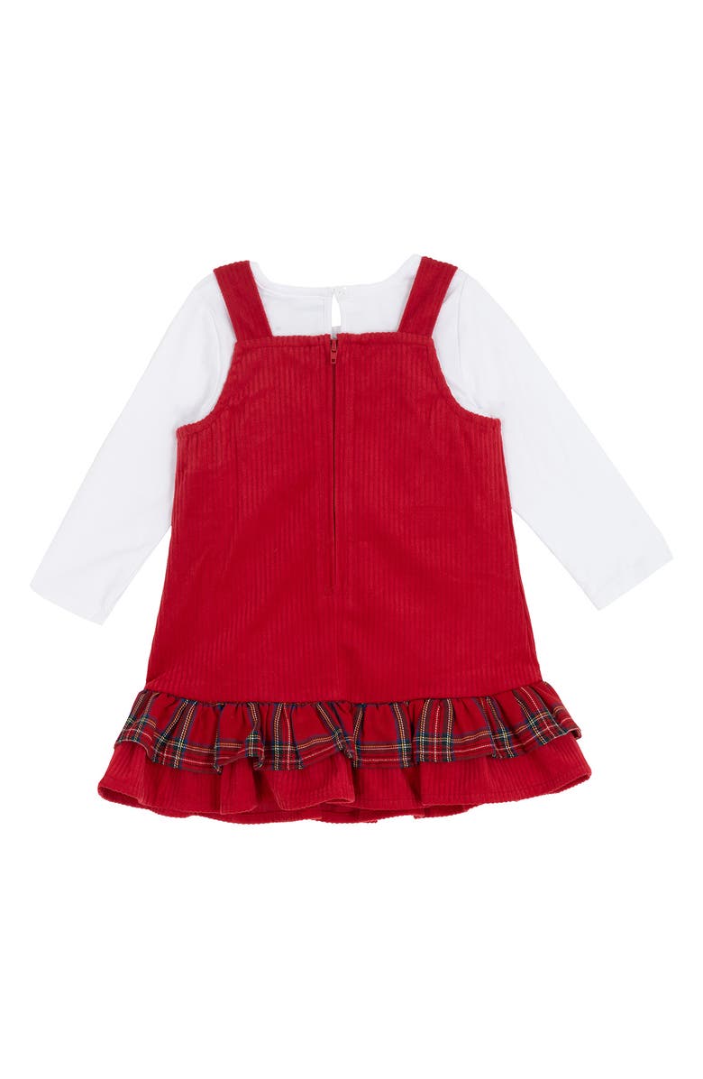 Rare Editions Reindeer Corduroy Dress & Bodysuit Set, Alternate, color, Red