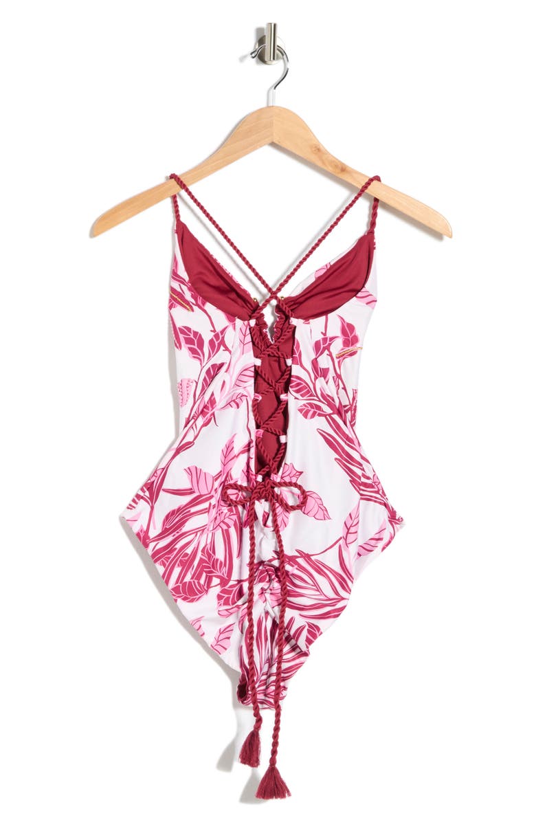 Cosita Linda V-Neck One-Piece Swimsuit, Alternate, color, Magenta