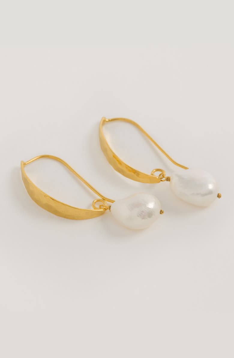 Freya Rose Hammered Gold Baroque Pearl Earrings, Alternate, color, Gold