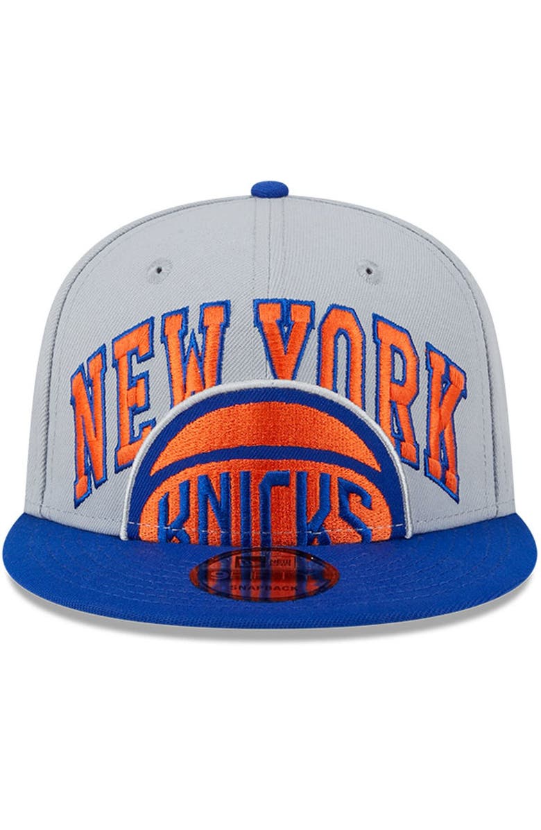 New Era Men's New Era Gray/Blue New York Knicks Tip-Off Two-Tone 9FIFTY Snapback Hat, Alternate, color, Gray