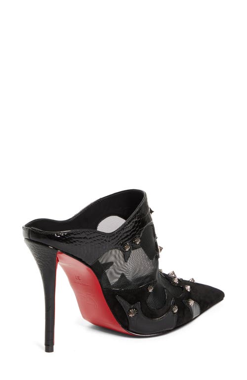 Christian Louboutin Mulatiag Suede Mesh Red Sole Mule Pumps In Black