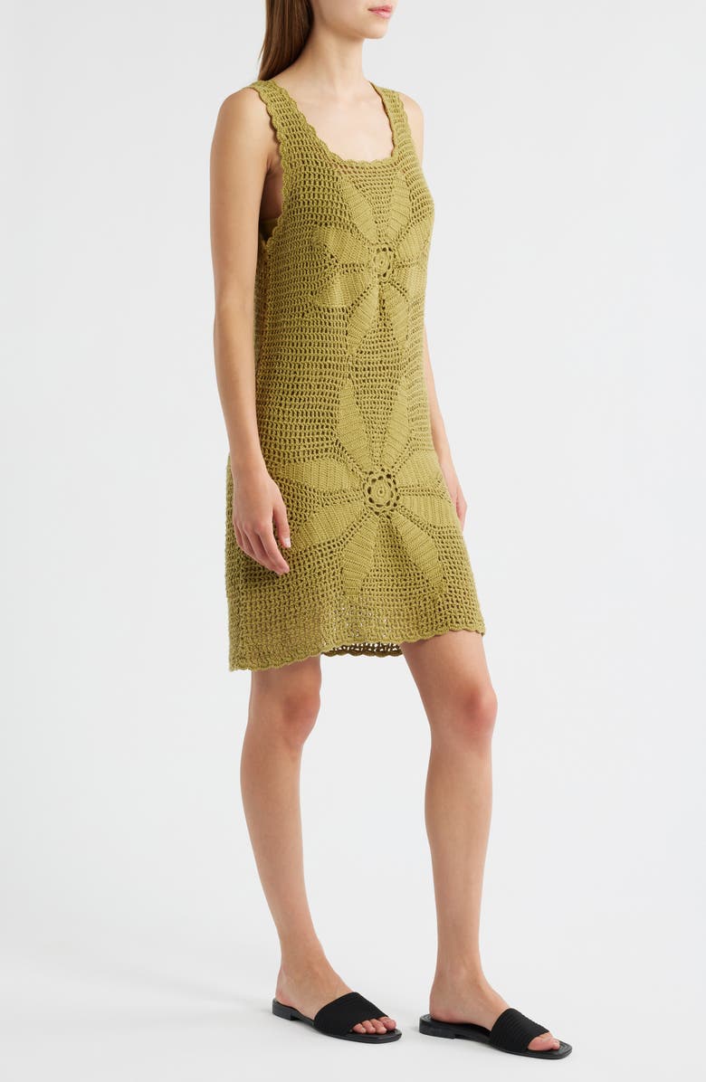 Cleobella Noelani Crochet Minidress, Alternate, color, Moss