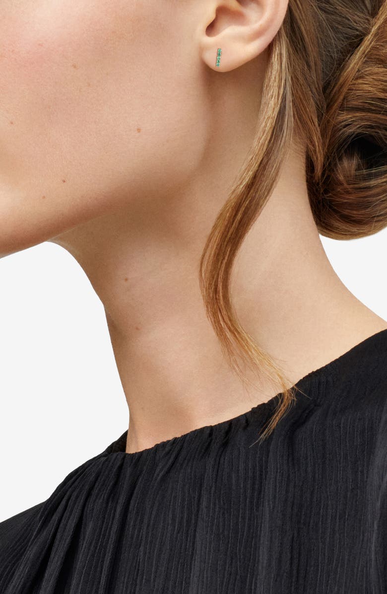 Frankie & Zoe 14K Yellow Gold Emerald Bar Stud Earrings, Alternate, color, 