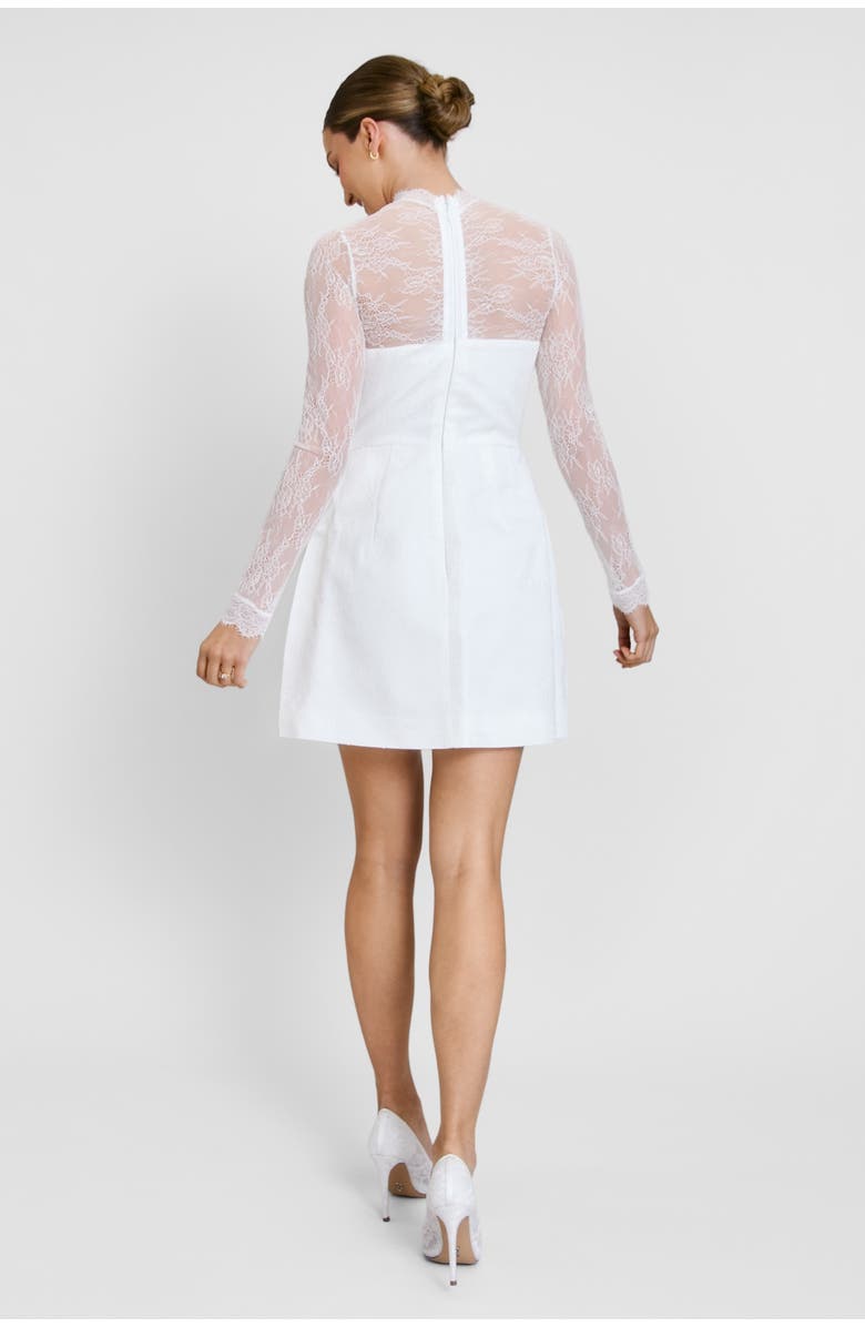 Six Stories Lace Sleeve Cup Detail Mini Dress, Alternate, color, White