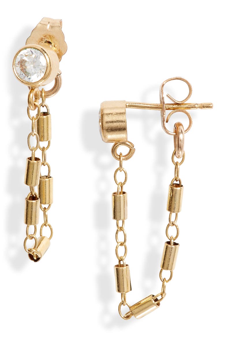 Muse Tube Drop Wrap Earrings, Main, color, GOLD