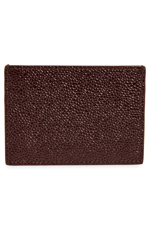 Thom Browne Grained Leather Card Case In Burgundy