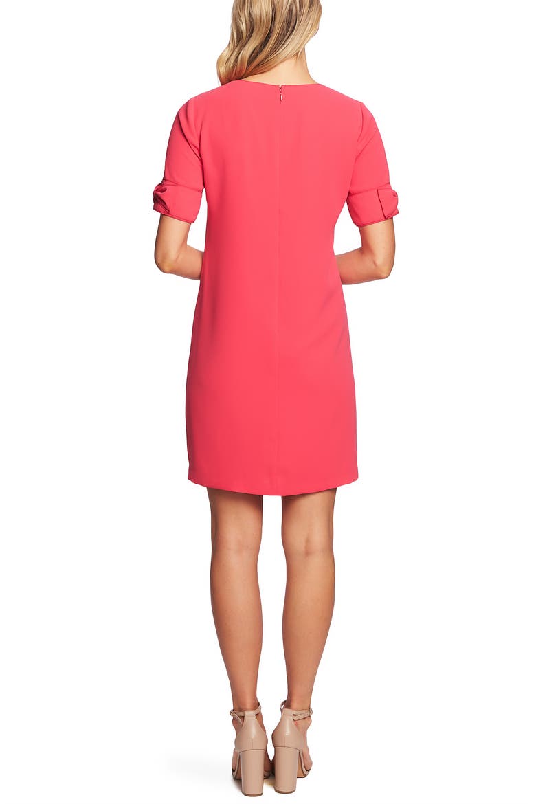 Bow Trim Shift Dress, Alternate, color, FUCHSIA PETAL