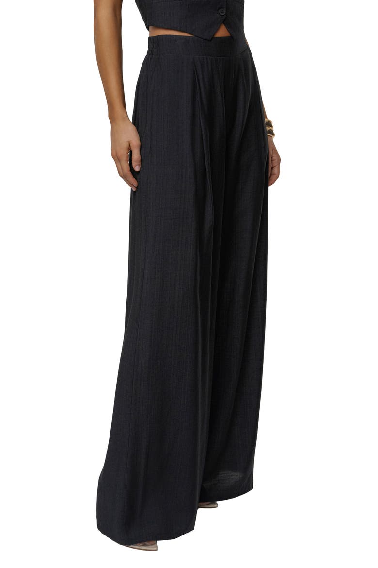 Tropical Daze Halter Top & Wide Leg Pant Set, Alternate, color, BLACK