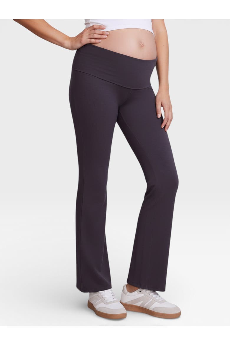 Roll Over Waistband Flare Legging, Main, color, Nine Iron