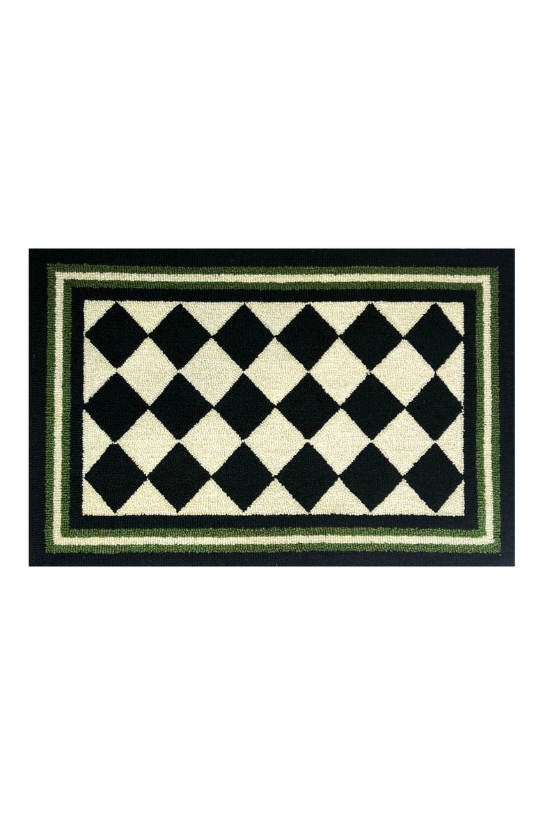 Harlequin Checkered Doormat, Main, color, FERN/ WHITE/ BLACK