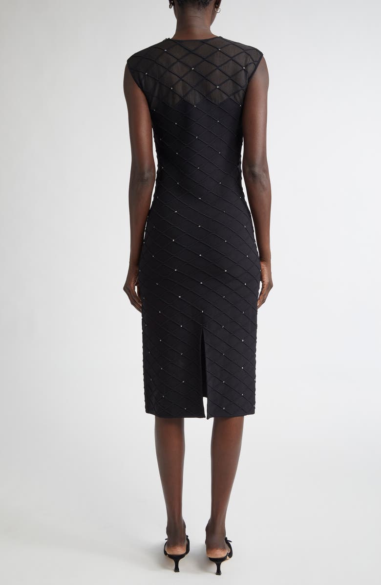 ST. JOHN Trellis Engineered Knit Sheath Dress, Alternate, color, Black