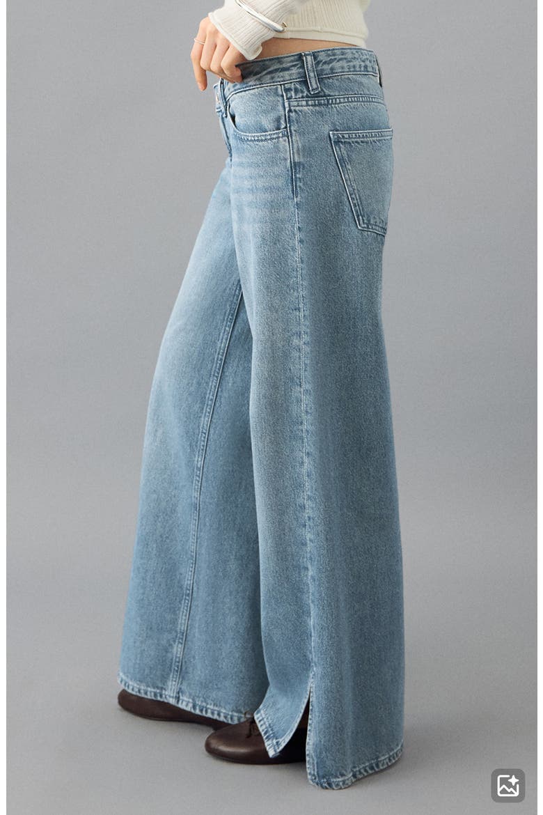 Side Slit High Waist Wide Leg Jeans, Alternate, color, MEDIUM BLUE