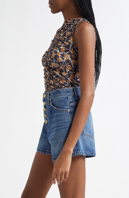 Ulla Johnson Medea Floral Ruched Sleeveless Top In Aura