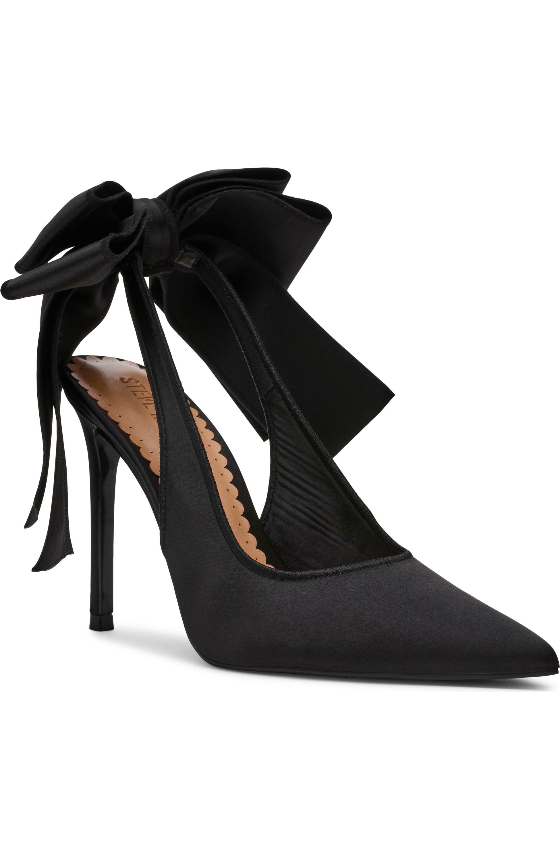 Steve Madden Teacup Slingback Pointed Toe Pump, Main, color, Black Satin