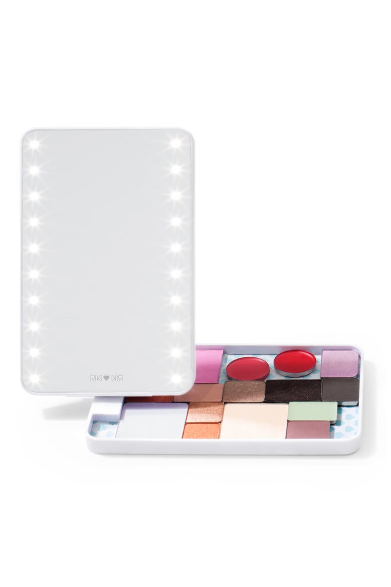 Colorful Lighted Mirrored Compact Case, Alternate, color, WHITE