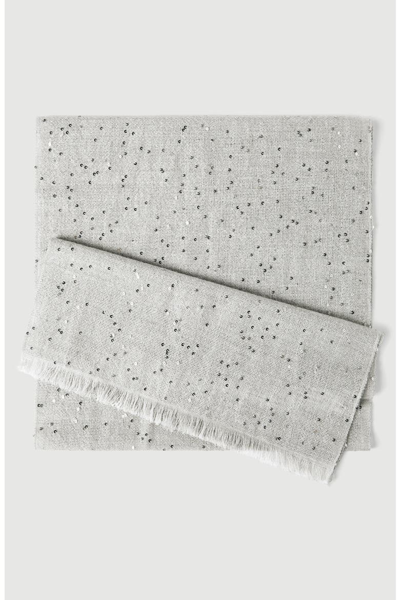 Cashmere and silk diamond yarn scarf, Alternate, color, Light Grey