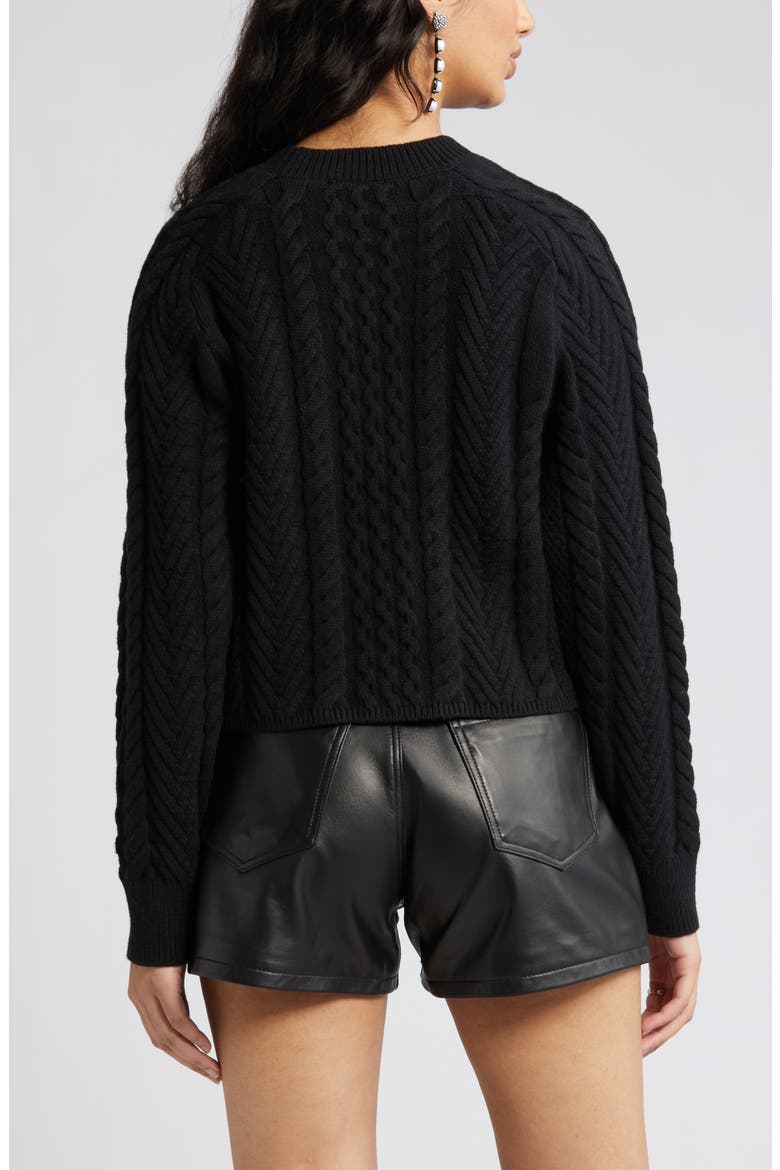 Mix Stitch Boxy Sweater, Alternate, color, BLACK