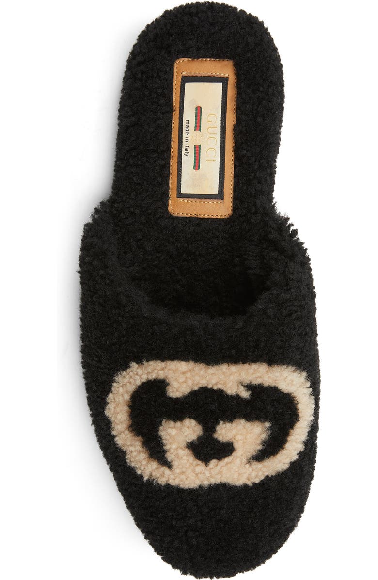 Gucci Eileen Logo Faux Shearling Slipper, Alternate, color,