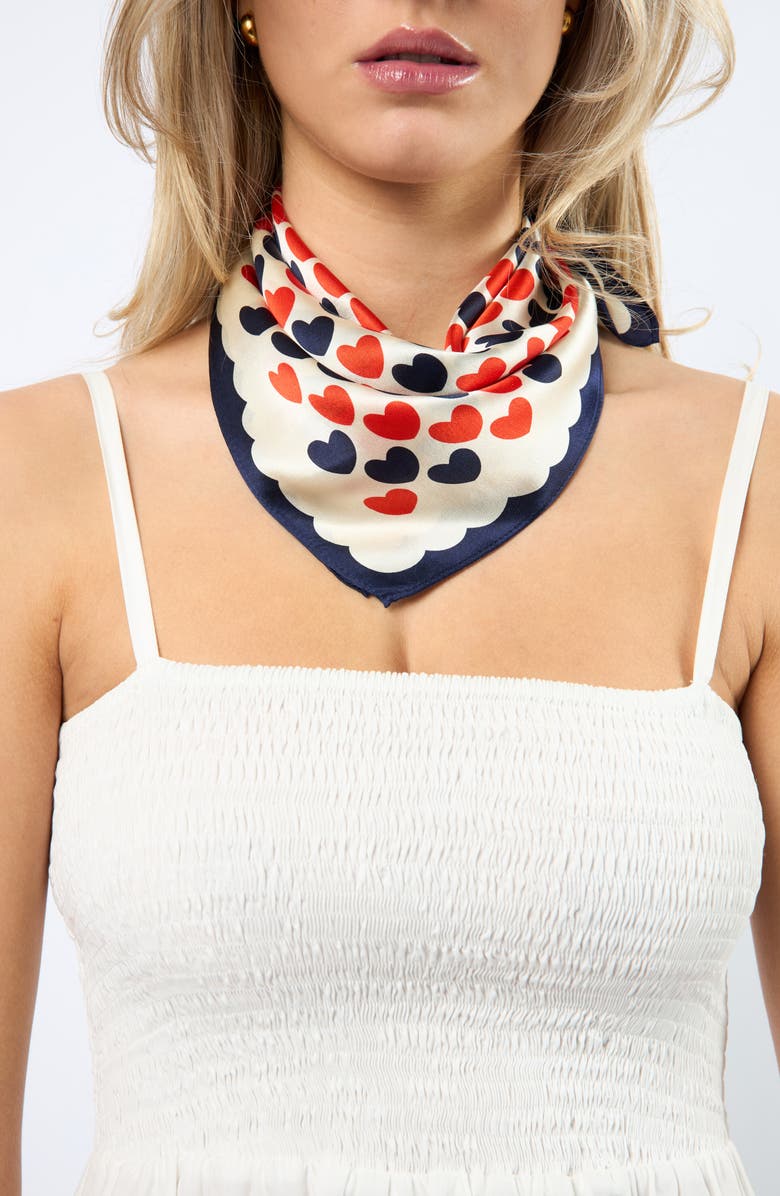 Viens Avec Moi Hearts Mini Silk Square Scarf, Alternate, color, 