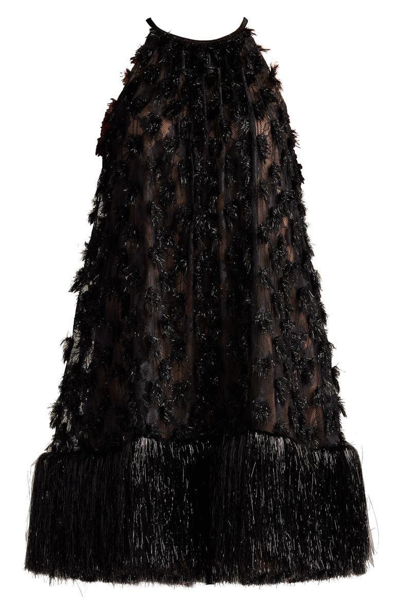 SHO by Tadashi Shoji Metallic Fringe Sleeveless Trapeze Dress, Alternate, color, 