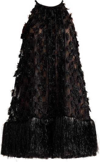 SHO by Tadashi Shoji Metallic Fringe Sleeveless Trapeze