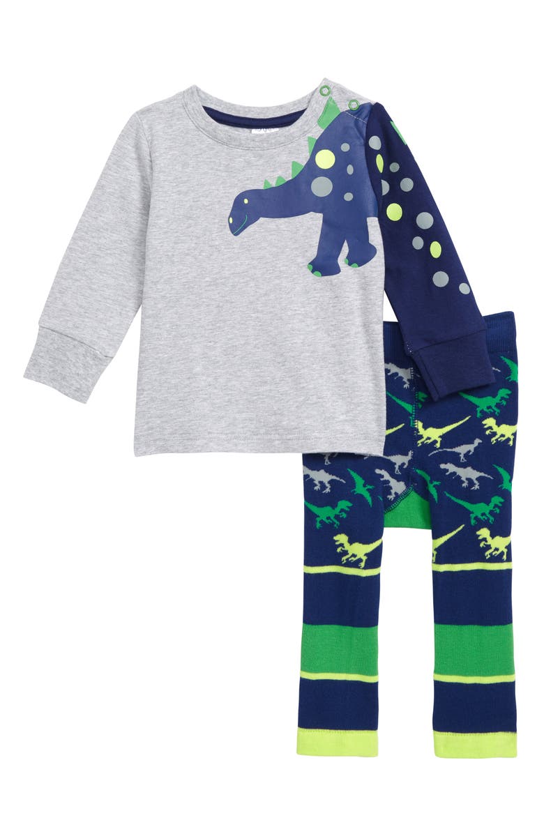 Blade & Rose Stegosaurus T-Shirt & Stripe Leggings Set, Main, color,