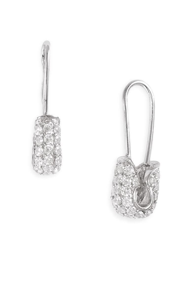 'Bejewelled Safety Binns' Earrings, Main, color, SILVER
