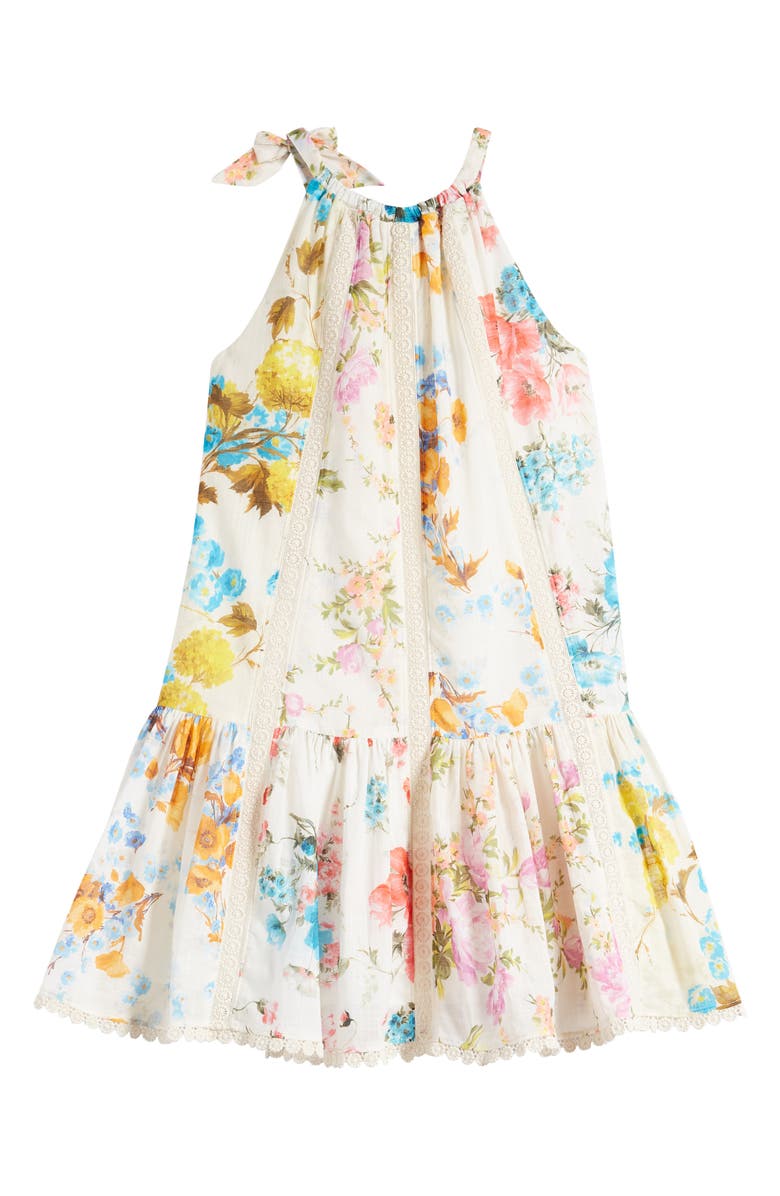 Zimmermann Kids' Halcyon Spliced Floral Print Halter Neck Dress, Alternate, color, 